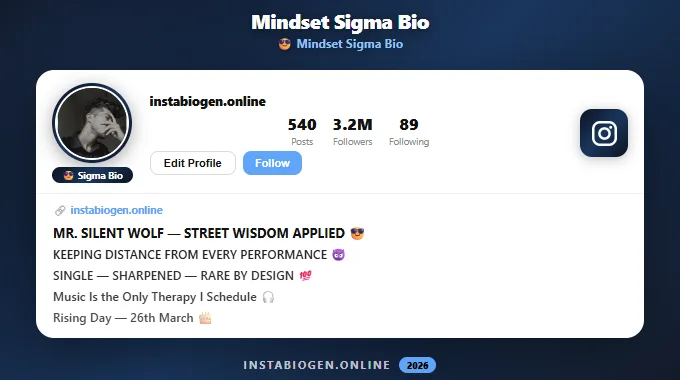 Mindset Sigma Instagram Bio